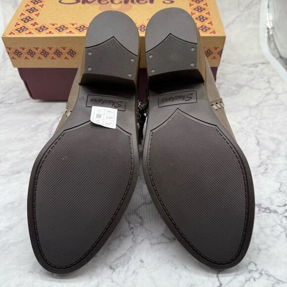 Skechers Women's Taupe Ankle Booties Vegan Leather. Size 9. New in Box - Picture 6 of 7